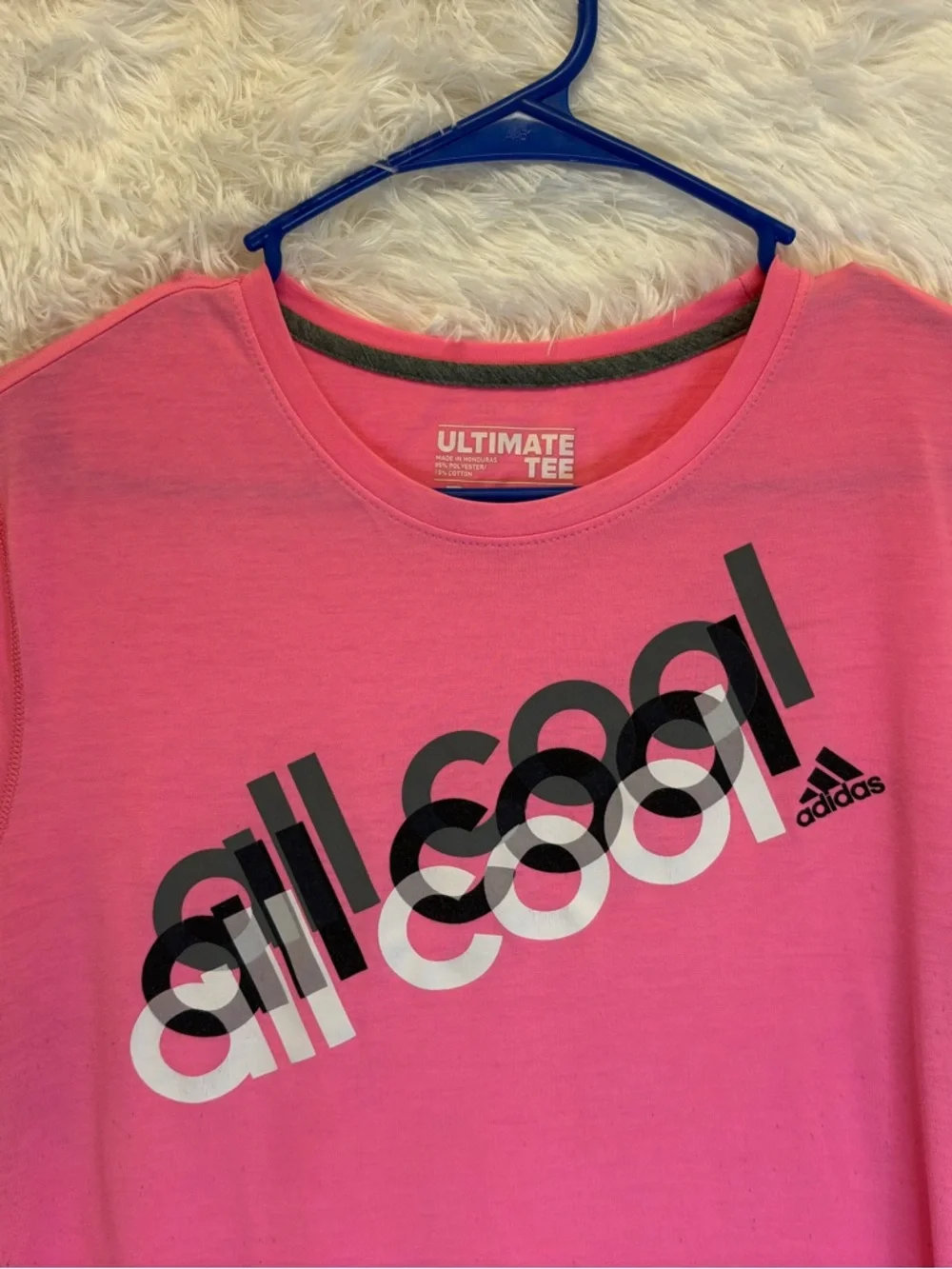 adidas “All Cool” BubbleGum Pink Graphic Tee | Size Large 💗🎀✨ - Picture 7 of 17